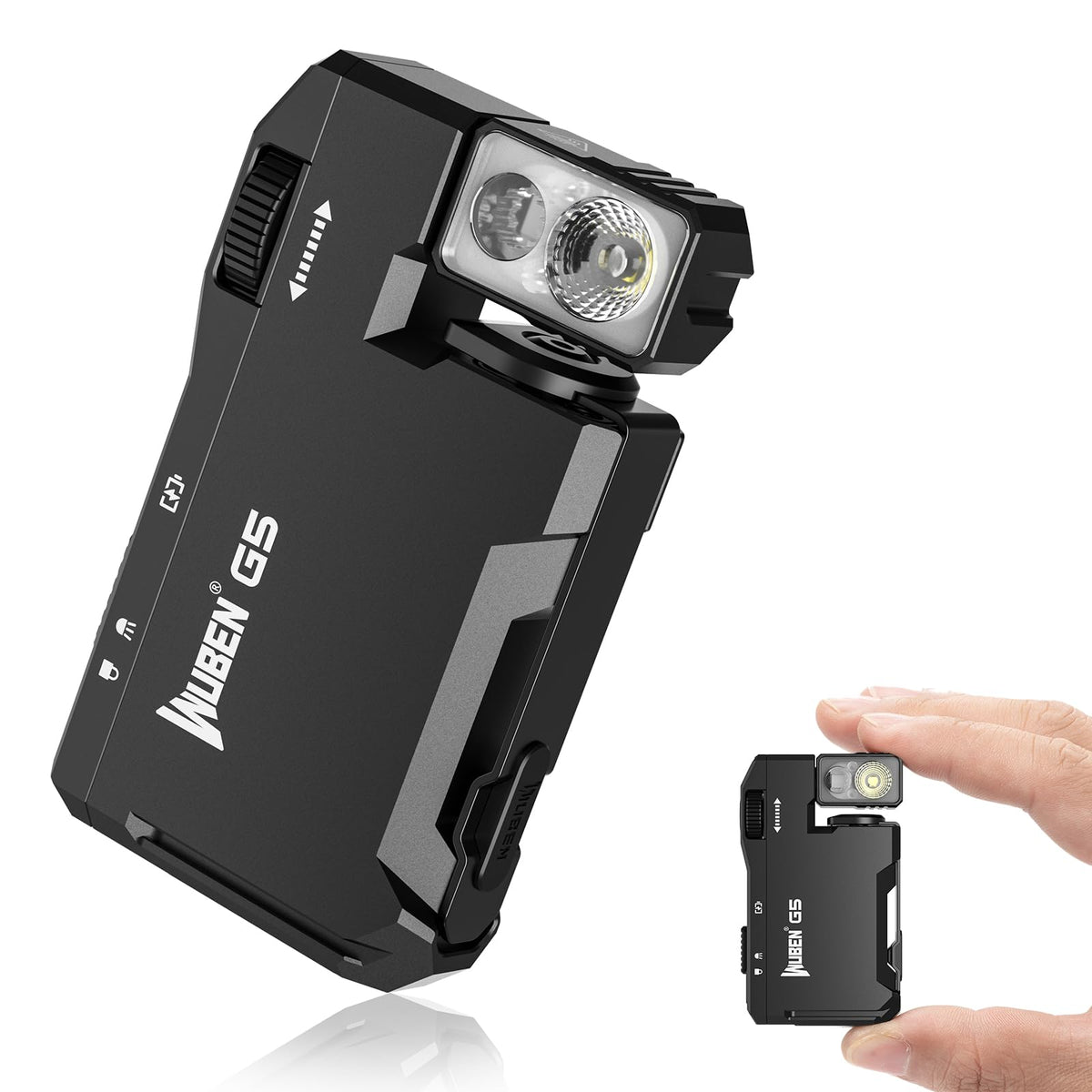 WUBEN G5 frontal empaquetado mostrando diseño compacto y portabilidad