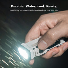 WUBEN X4 tail switch and magnetic fin attached to metal surface for hands-free use