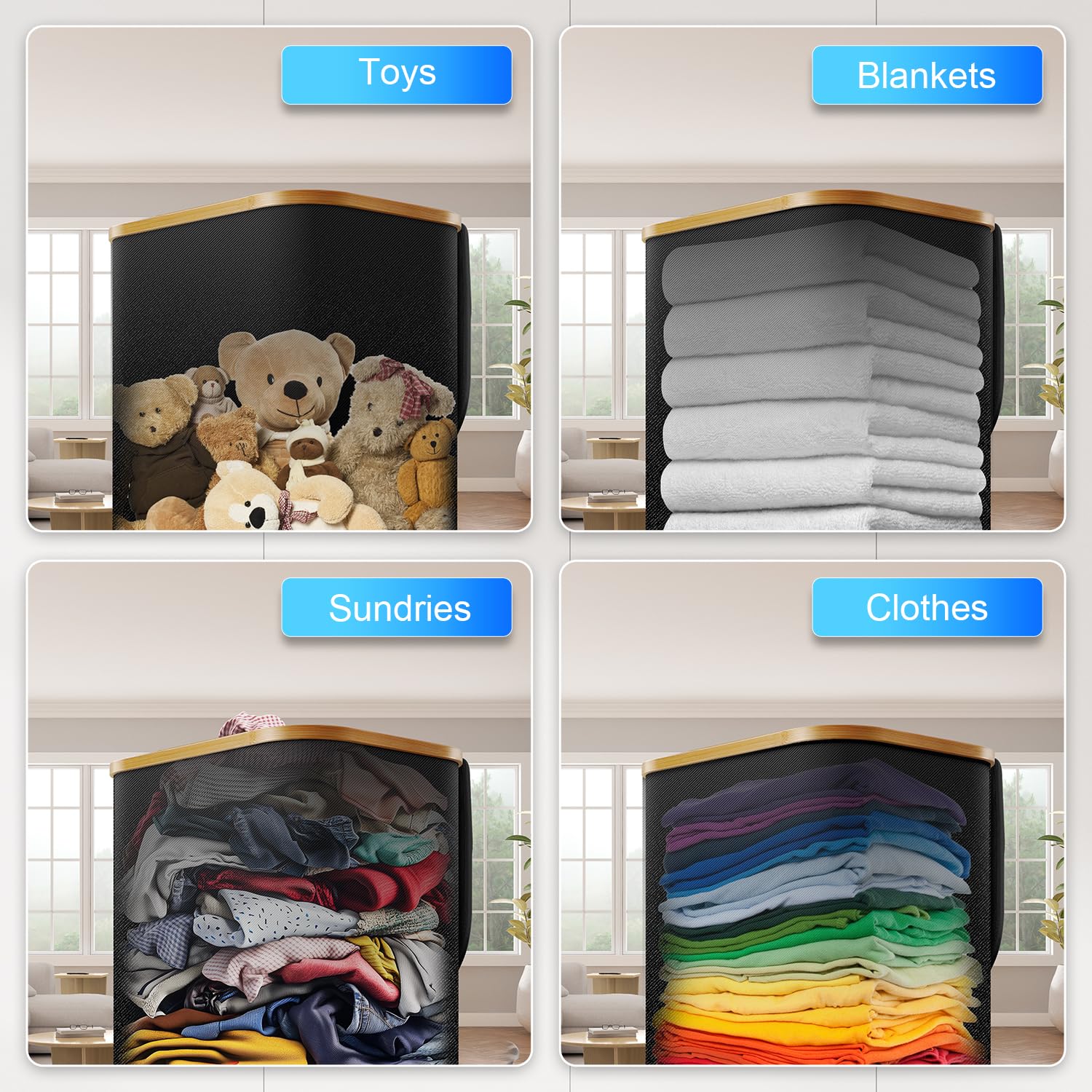 Wuevu vista del interior y la bolsa desmontable para limpieza fácil