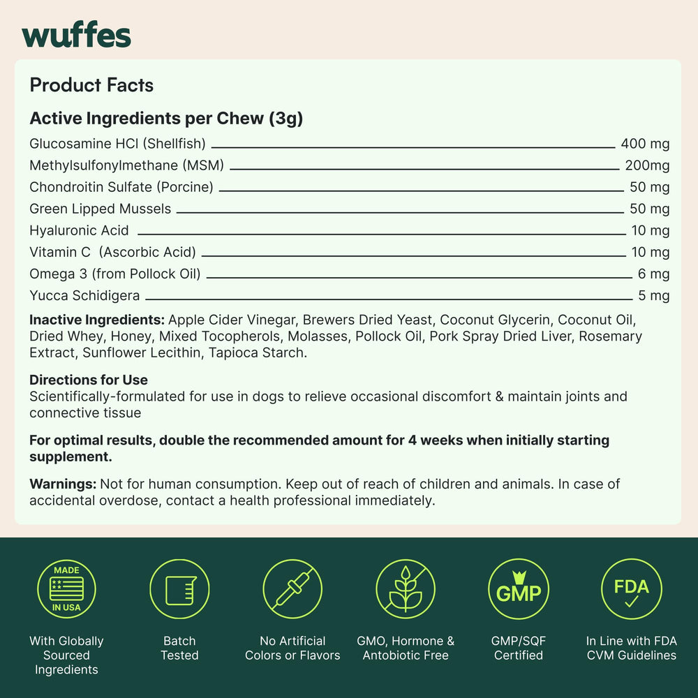 Wuffes perro jugando tras suplementación para ilustrar energía y bienestar