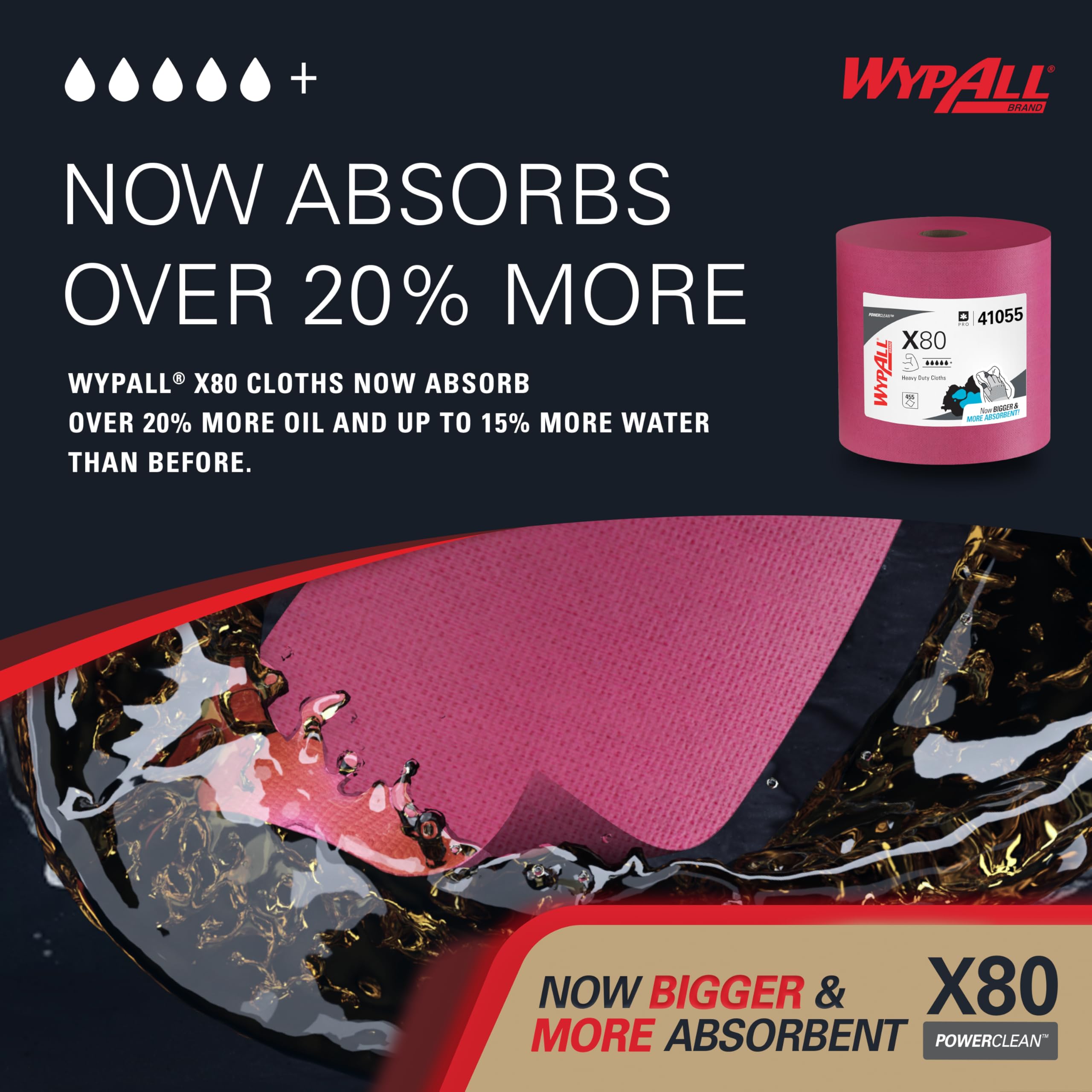 Wypall PowerClean X80 used by mechanic wiping engine for efficient cleanup