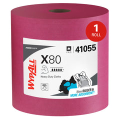 Wypall PowerClean X80 jumbo roll front label showing product benefits