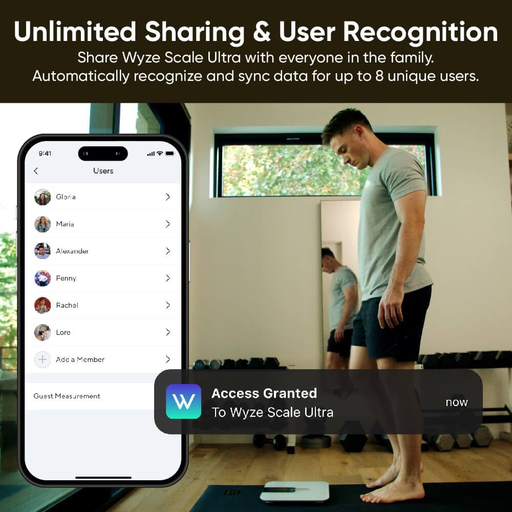Wyze Scale Ultra sincronizada con la app Wyze y datos centralizados