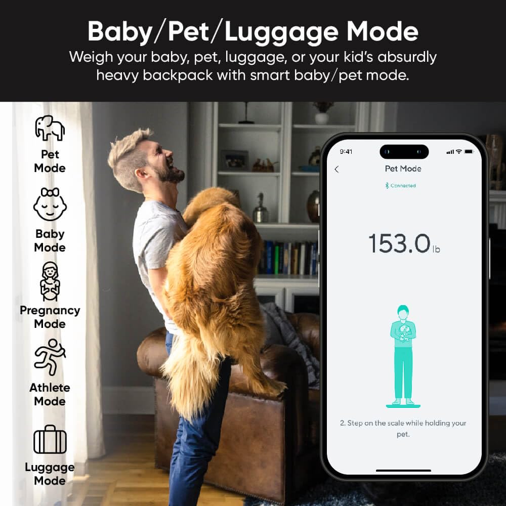 Wyze Scale Ultra pesando una mascota, opción práctica para hogares