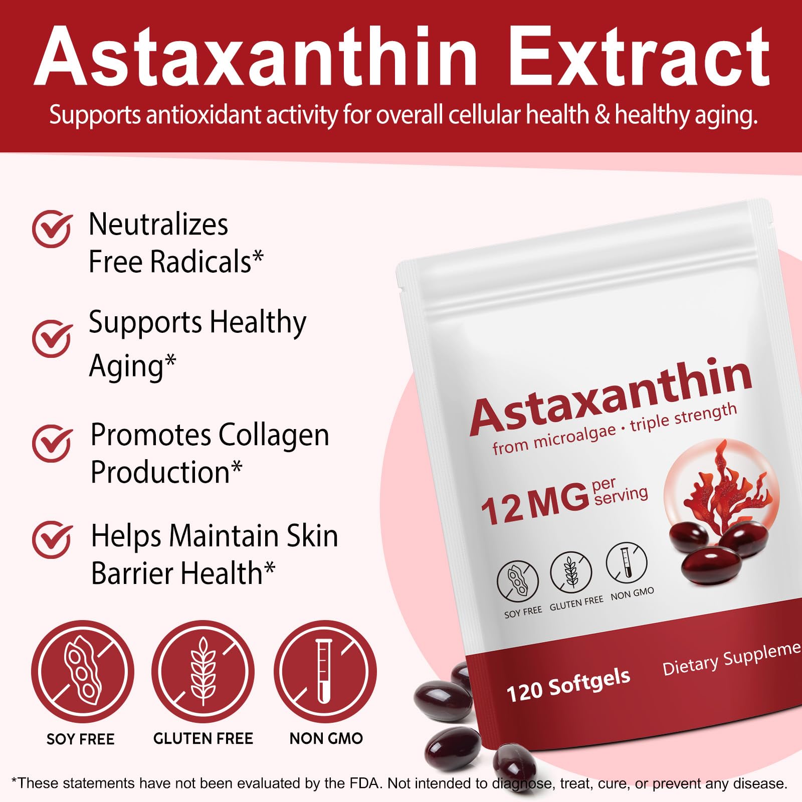 Xaarty etiqueta con ingredientes naturales destacando astaxantina de microalgas