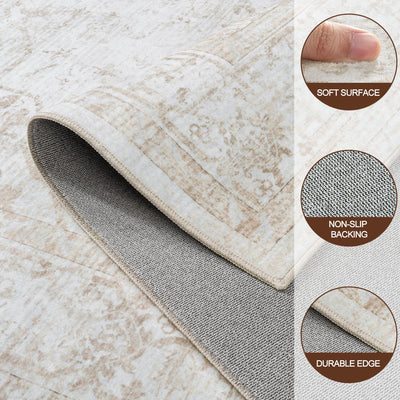 Xafir rug in washer image implying machine-washable convenience benefit