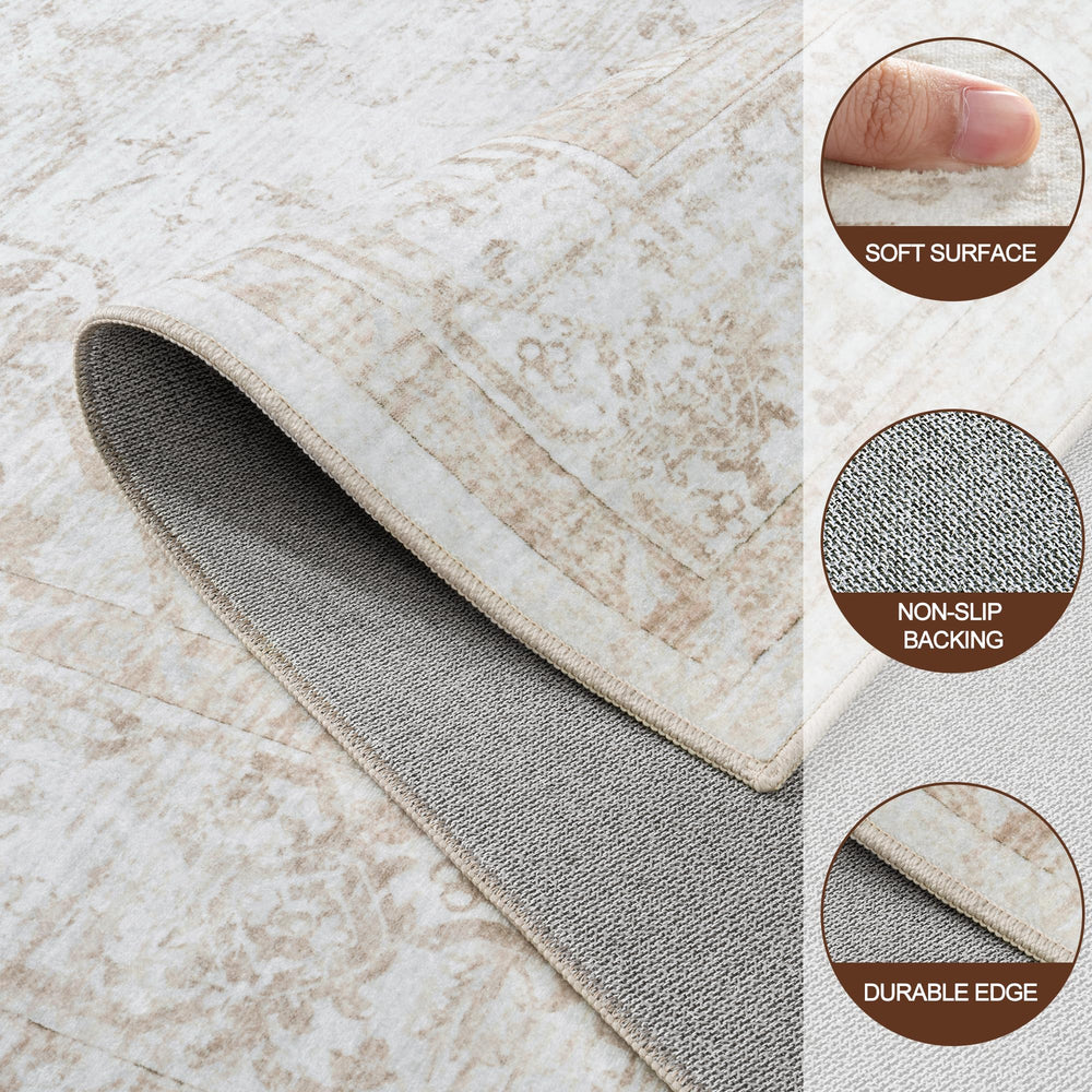 Xafir rug in washer image implying machine-washable convenience benefit