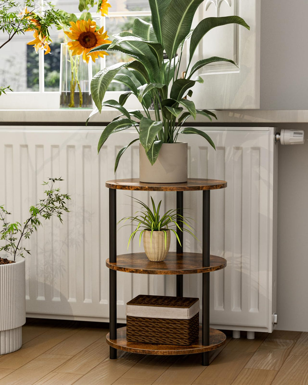 XBurmo mesa en ambiente vintage usada como soporte decorativo