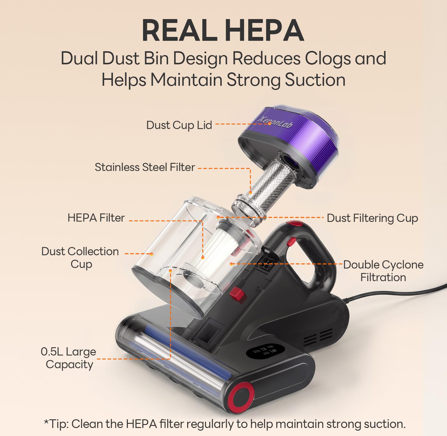XenonLab being used on mattress to extract dust and embedded debris effectively