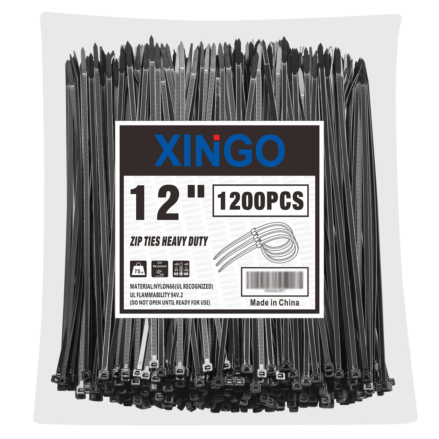 XINGO paquete frontal con 1200 bridas negras, abundancia para proyectos