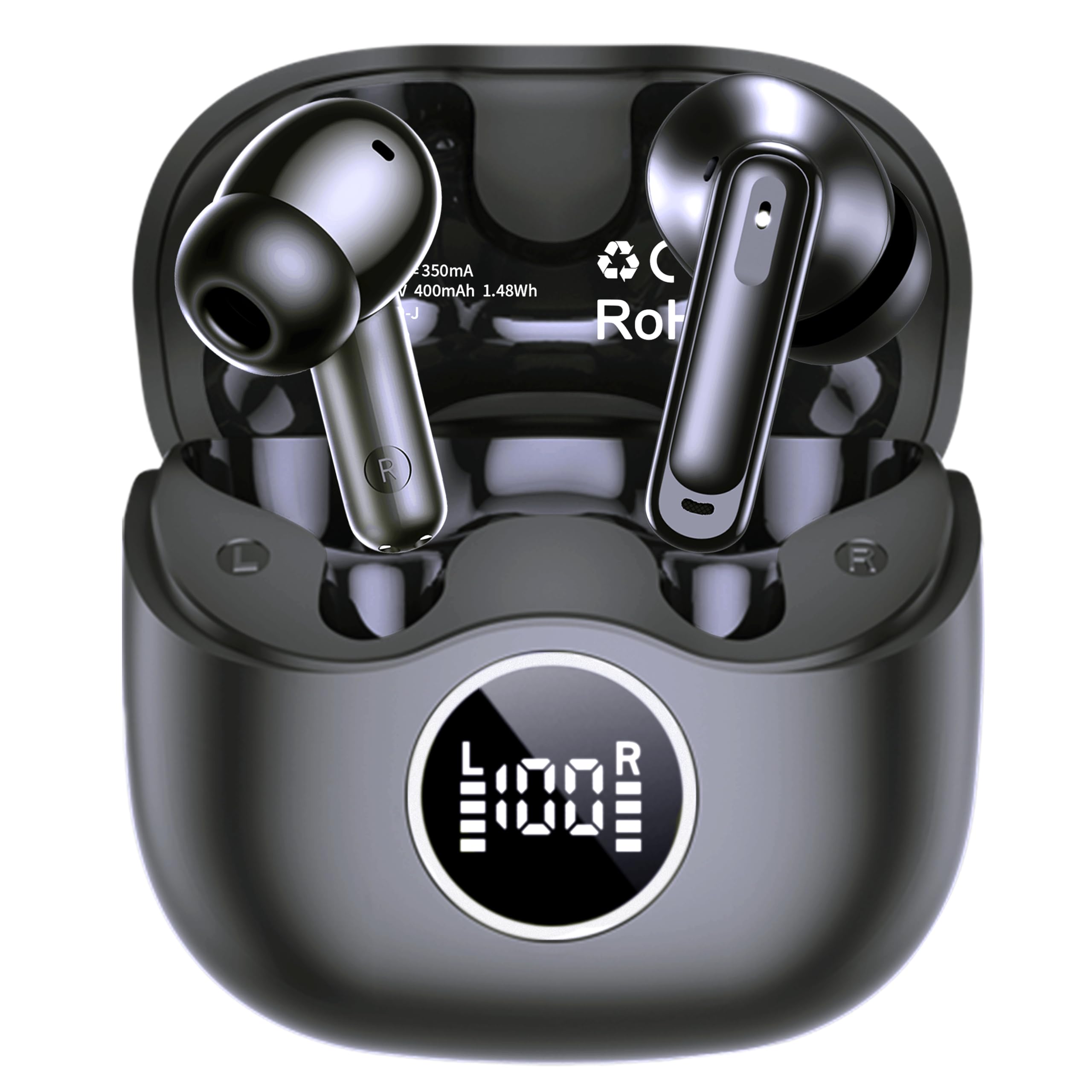 xinwld Air7 Pro frontal con estuche abierto mostrando auriculares y LED
