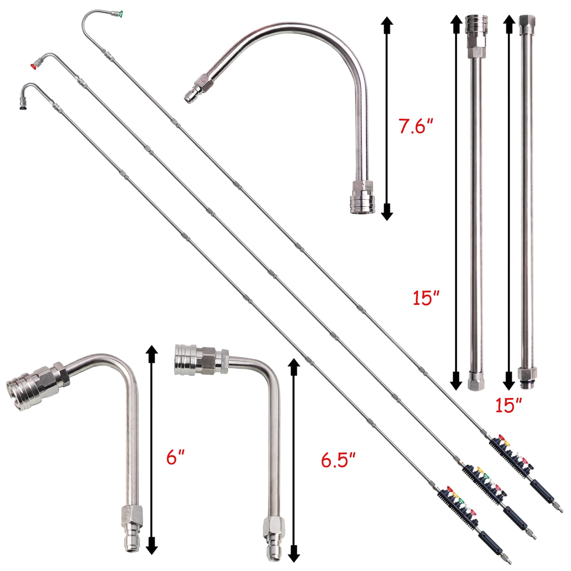 Xiny Tool close-up of six quick-connect nozzle tips highlighting versatility and precise spray control