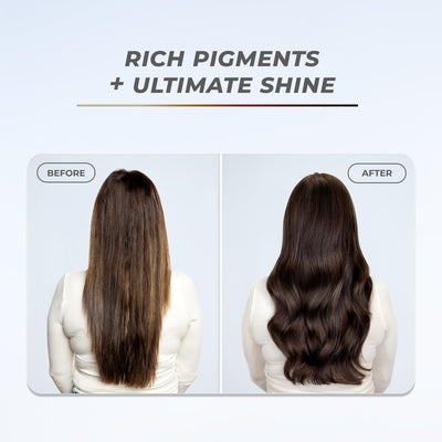 Aplicación de XMONDO en cabello seco con manos, facilita color uniforme