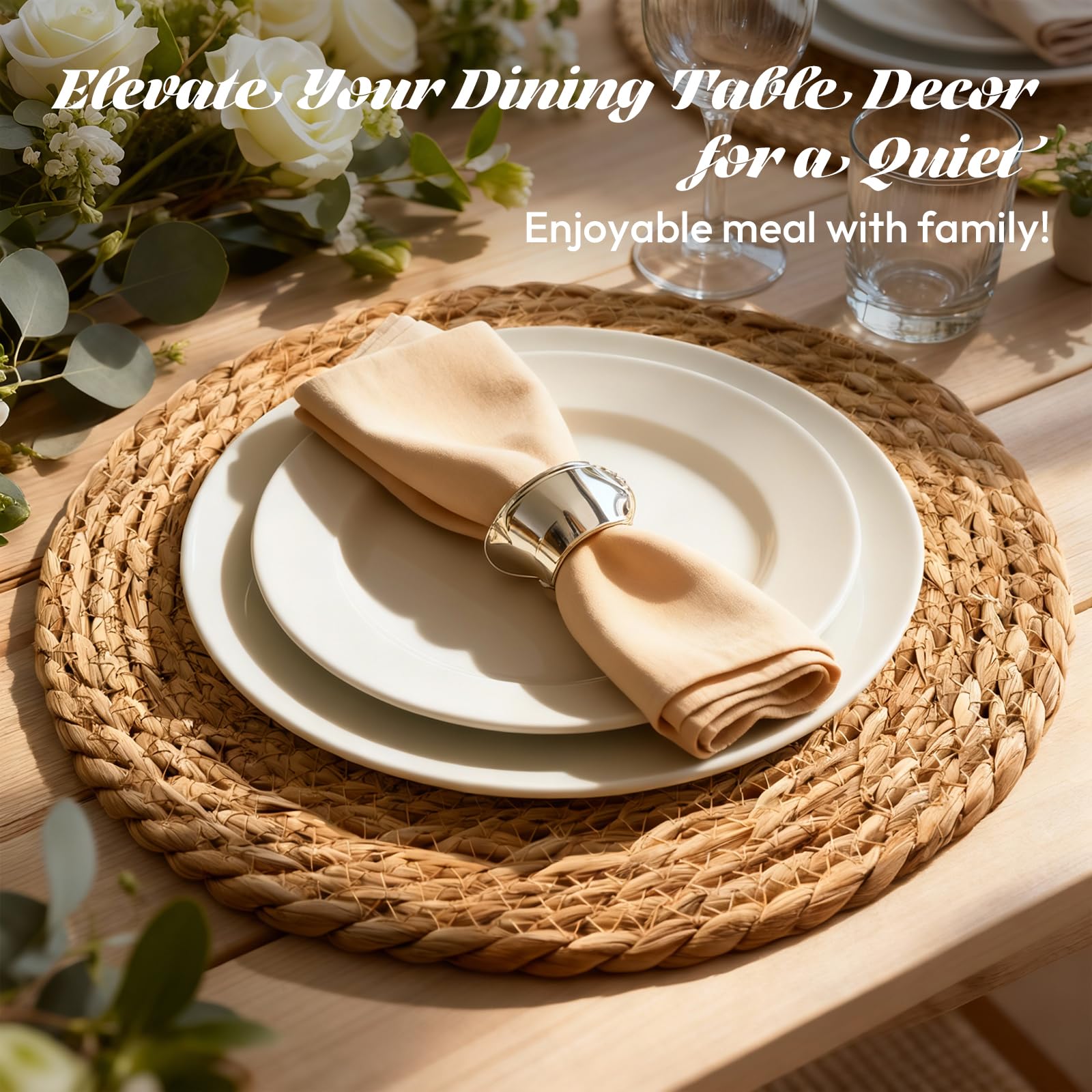 XOHUYD full set of twelve placemats arranged on dining table for coordinated hosting benefit
