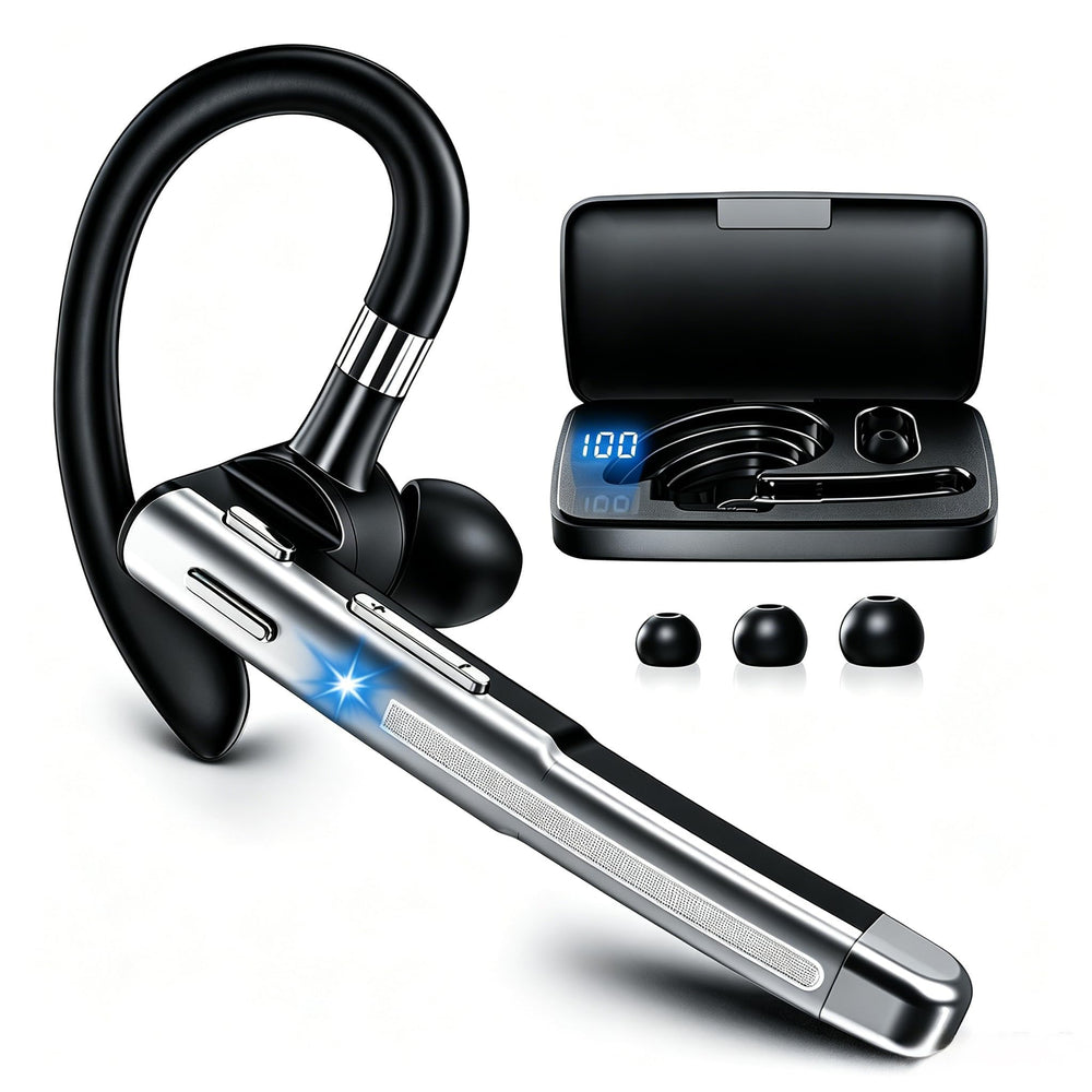 Xoruezls vista frontal del embalaje y auricular mostrando diseño cómodo