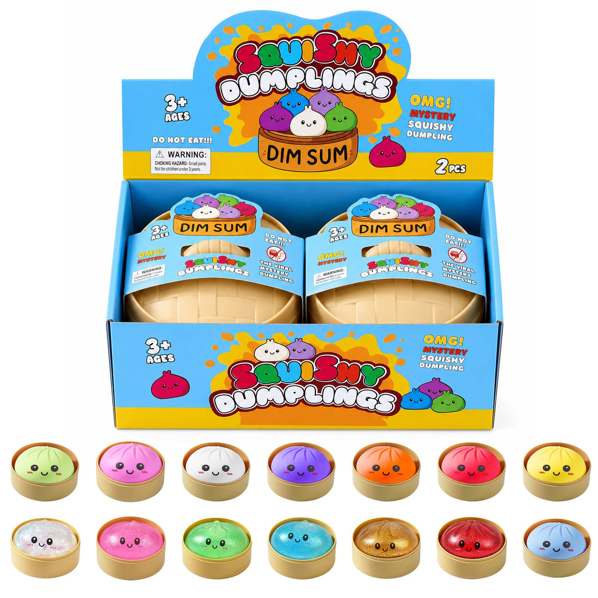 XQOQO front packaging showing two mystery bun squishies and brand clarity