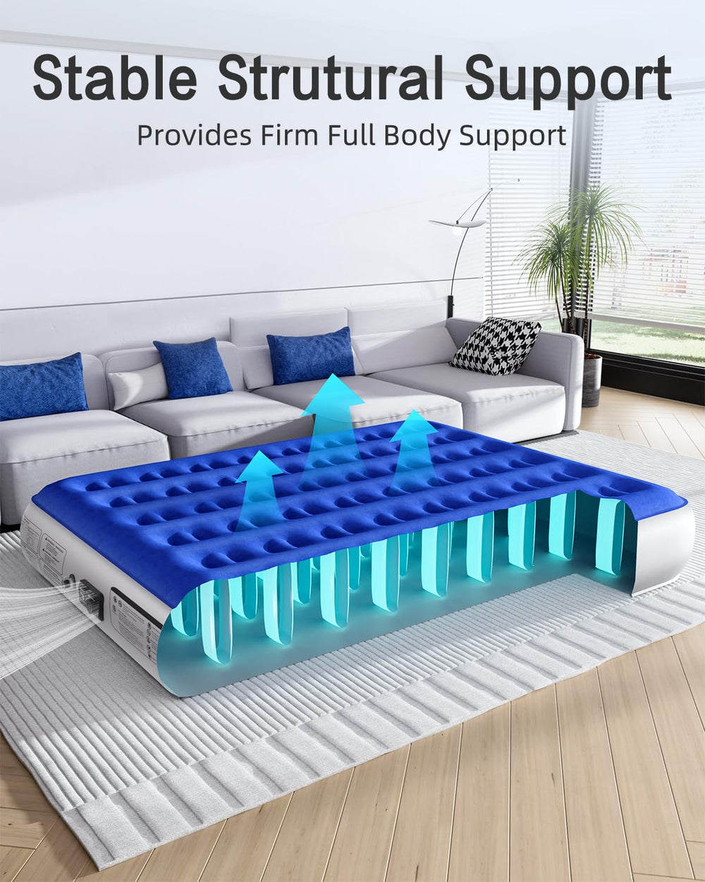 Xsleep inflated in a bedroom lifestyle scene offering comfortable sleep setup