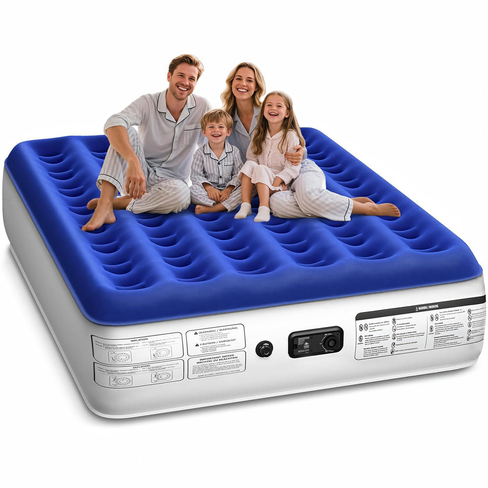 Xsleep queen front view showing raised mattress and plush top for guest comfort