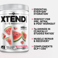 Xtend frasco junto a medida para comparar tamaño y porciones prácticas
