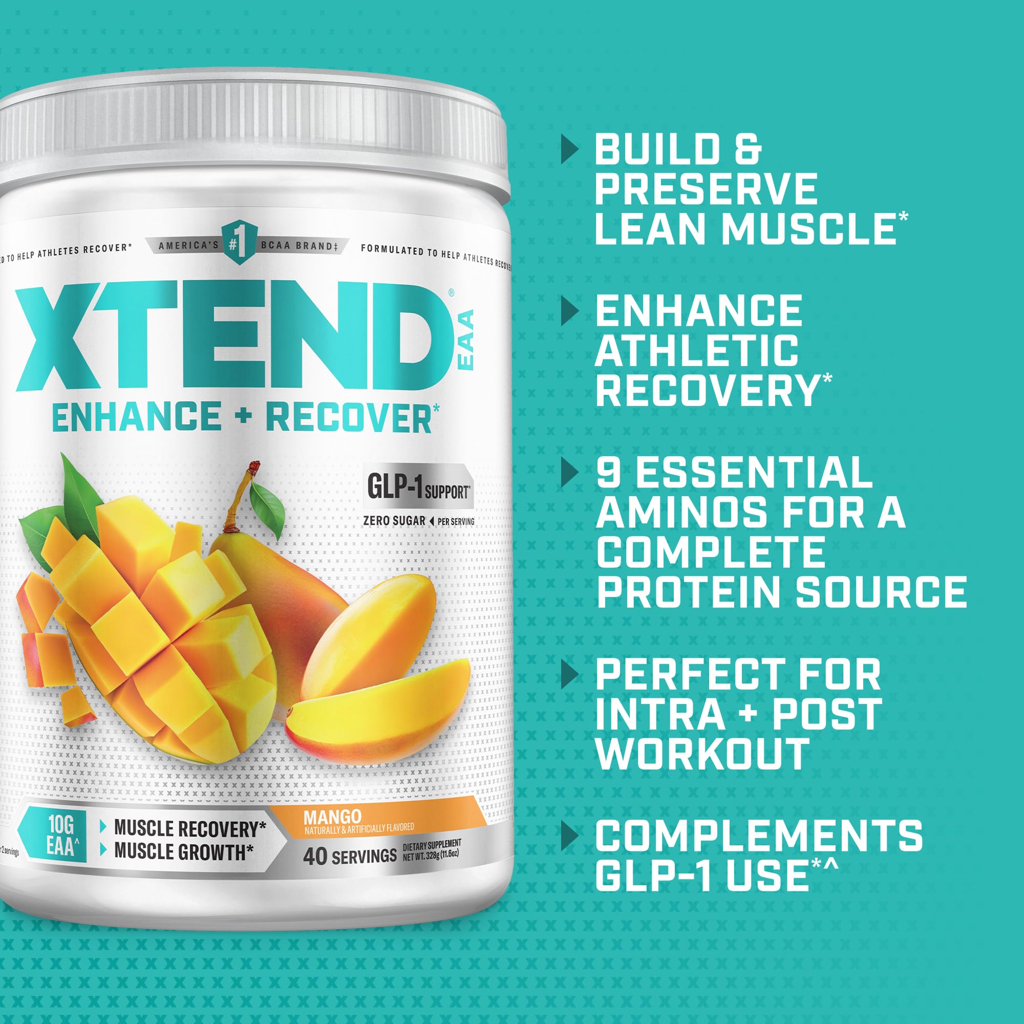 Xtend etiqueta y valores nutricionales detallando EAAs y BCAAs