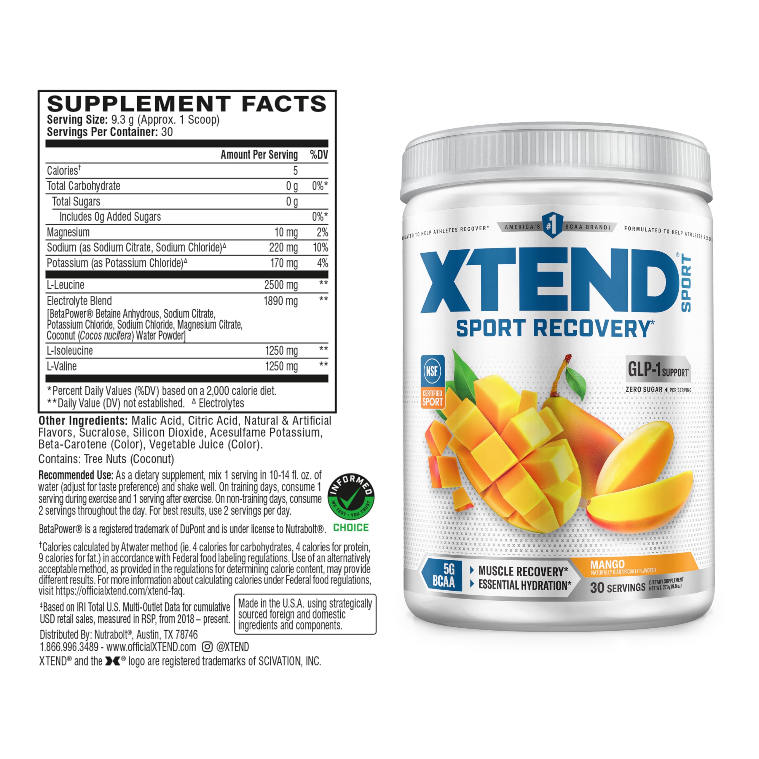 Xtend polvo mango primer plano de textura fina que facilita disolución rápida