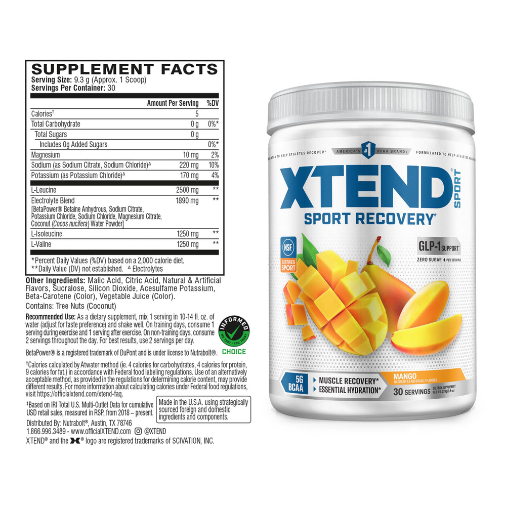 Xtend polvo mango primer plano de textura fina que facilita disolución rápida