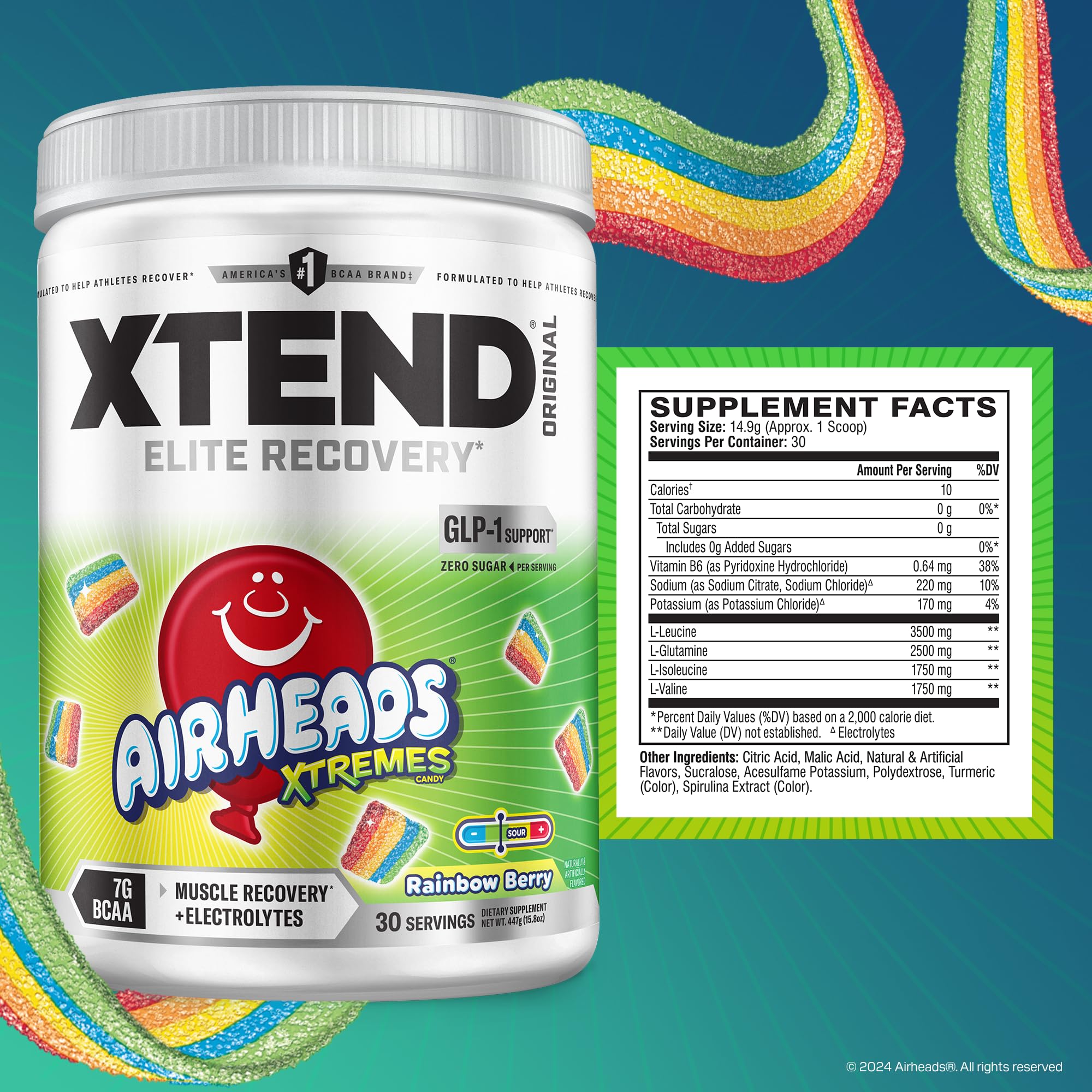 Xtend polvo textura en cucharada destacando mezcla fácil y solubilidad rápida