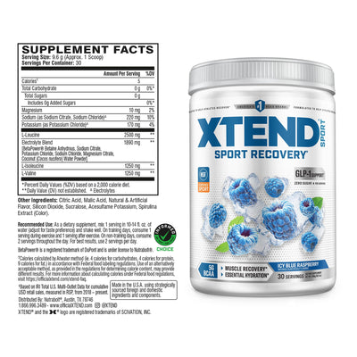 Xtend close-up scoop of powder highlighting precise BCAA dosing benefit