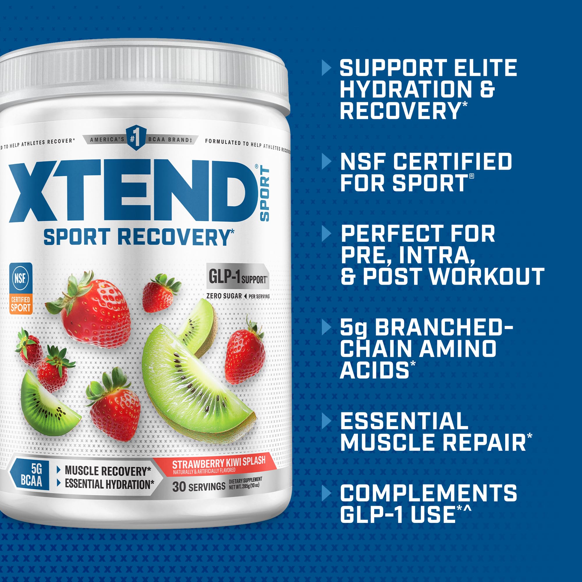 Xtend primer plano del polvo Strawberry Kiwi para mezcla fácil