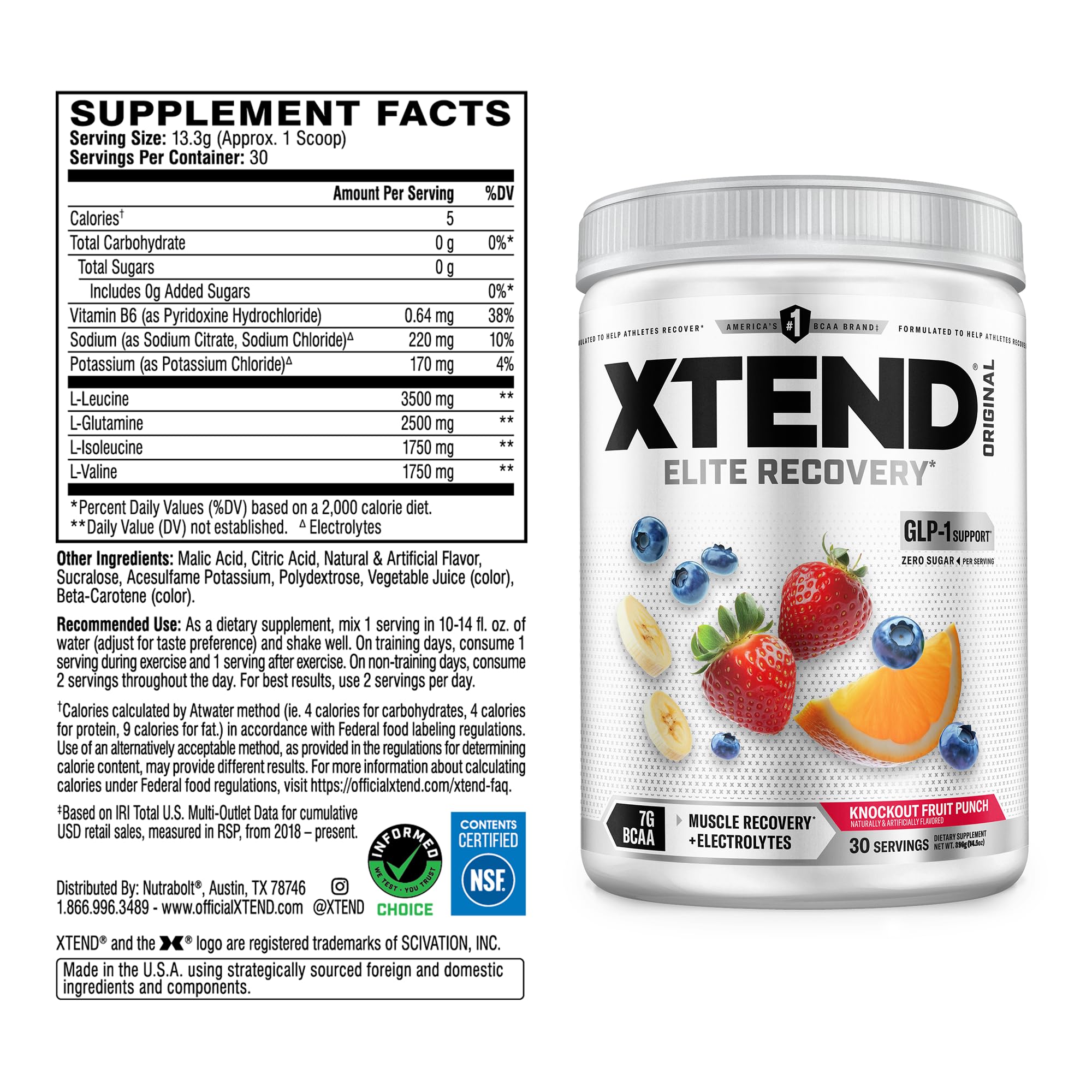 Xtend vaso preparado con espuma, hidratación rápida y sabor agradable