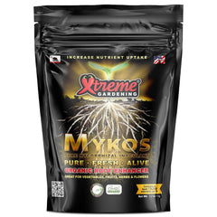 Xtreme Gardening Mykos front package showing 2.2 lb container and branding benefits