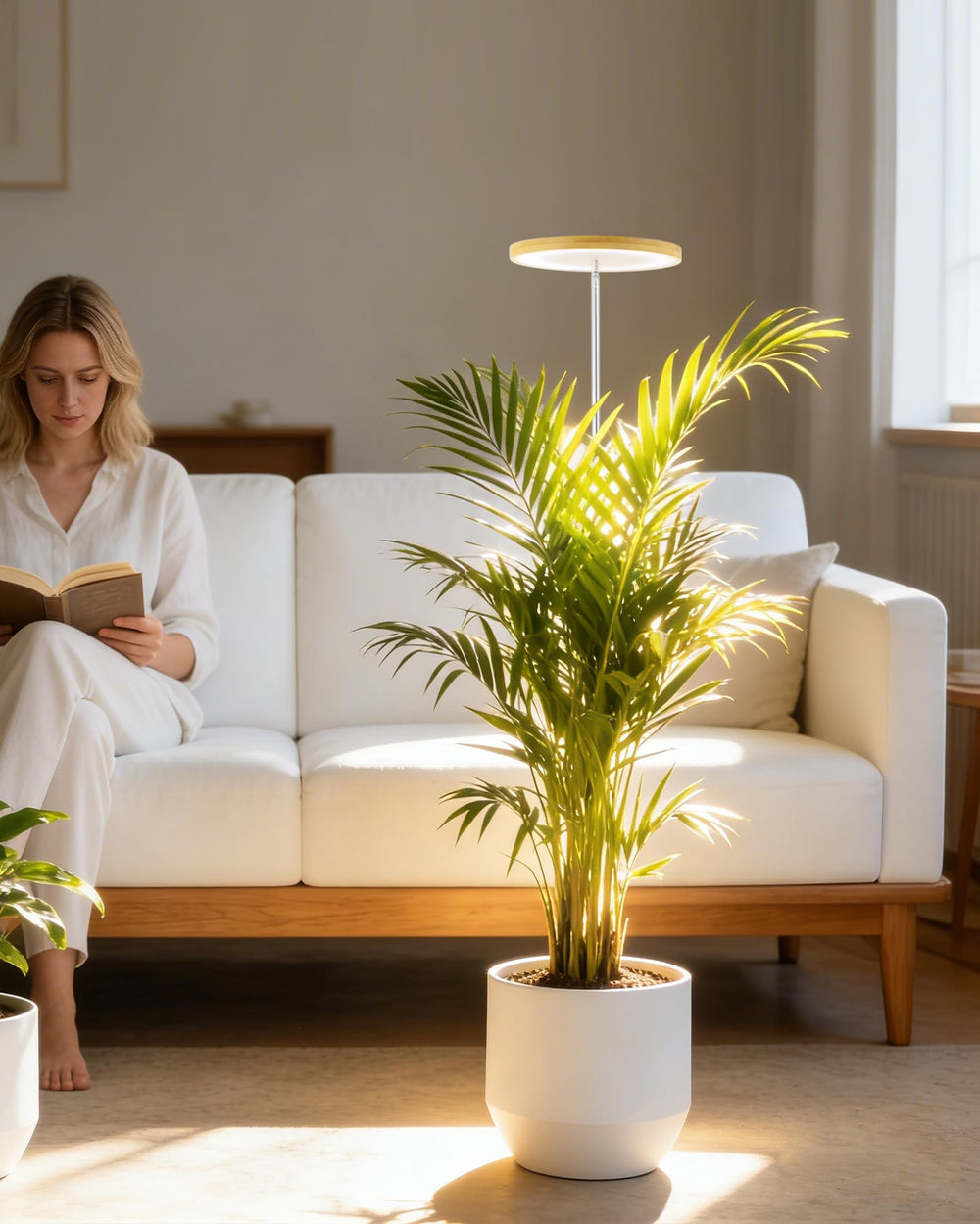yadoker luz iluminando un ficus grande favoreciendo salud foliar