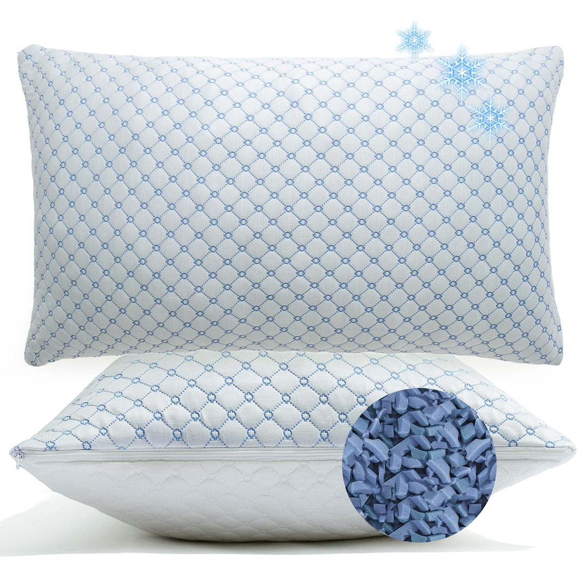 Yagamo pack frontal mostrando dos almohadas y su funda fresca para dormir más cómodo