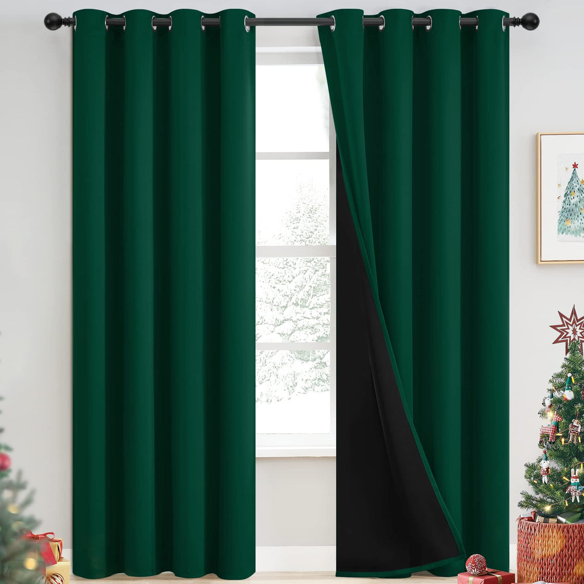 Yakamok frontal del panel verde esmeralda mostrando bloqueo y elegante caída