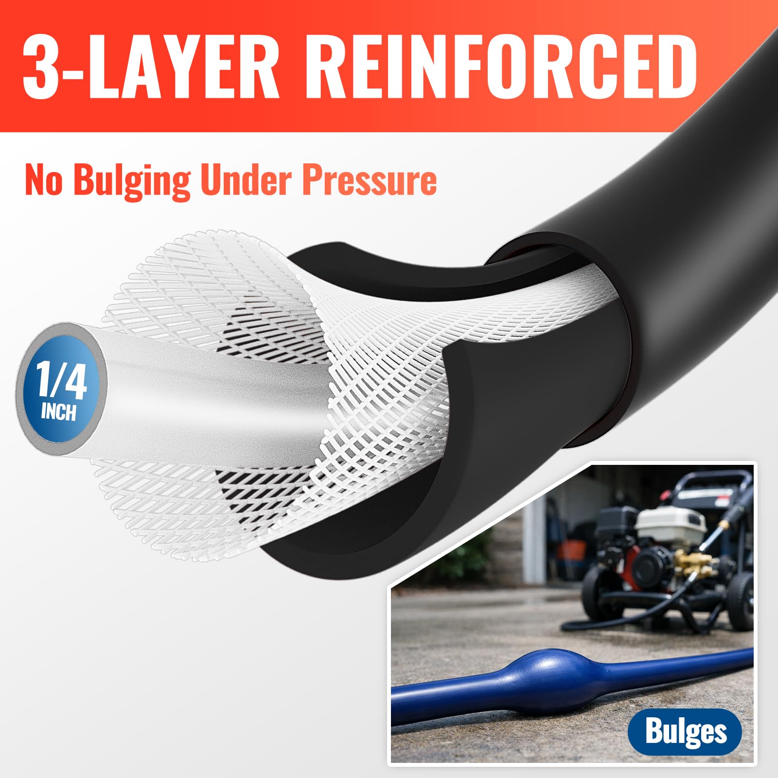 YAMATIC hose coiled for storage showing easy roll-up and reduced coil memory benefit