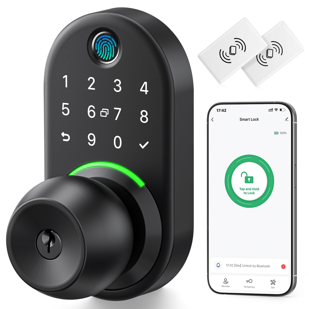 Yamiry front view handle lock showing keypad and sleek finish for secure entry