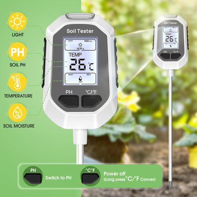 YAMRON probe close-up revealing metal sensors for accurate soil testing