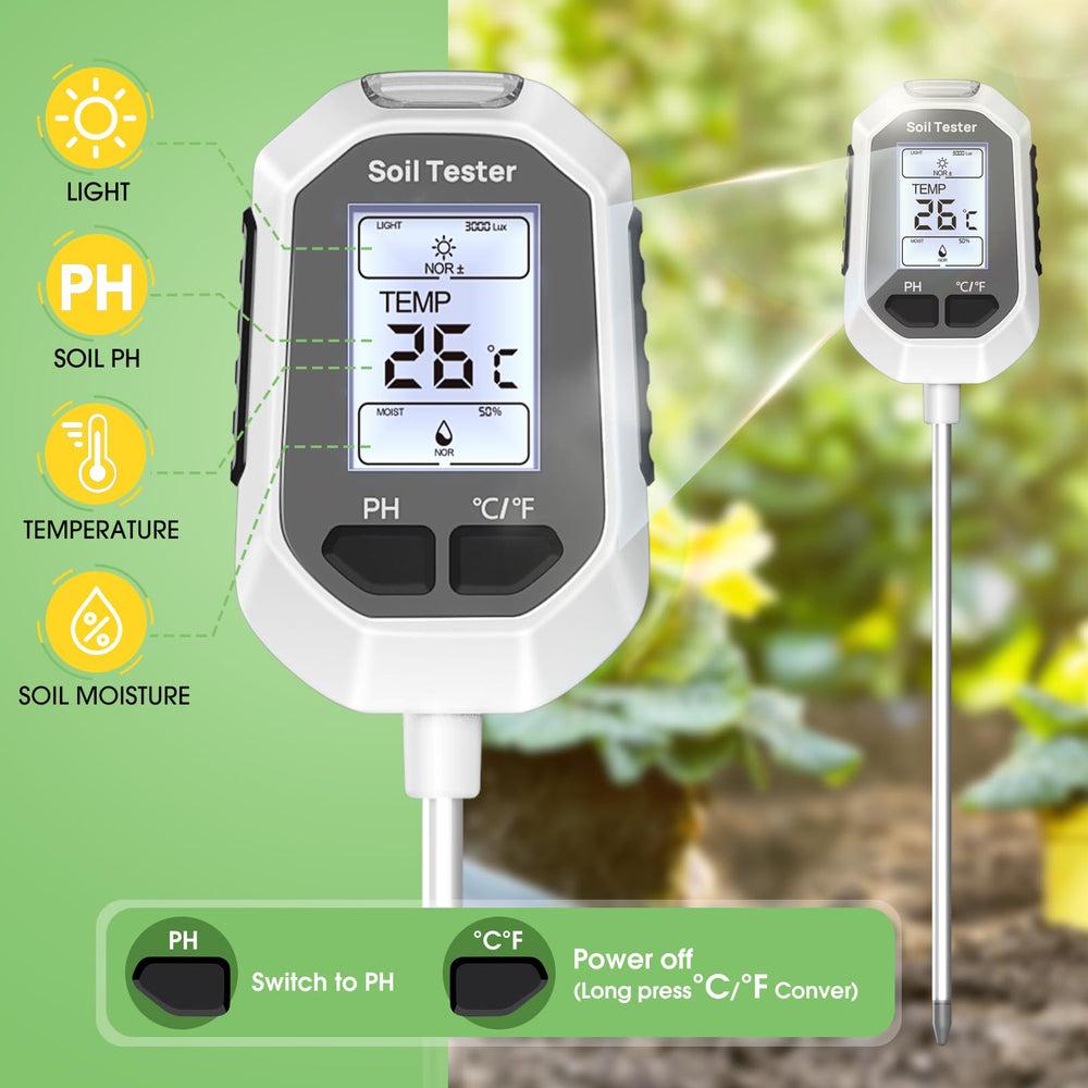 YAMRON probe close-up revealing metal sensors for accurate soil testing