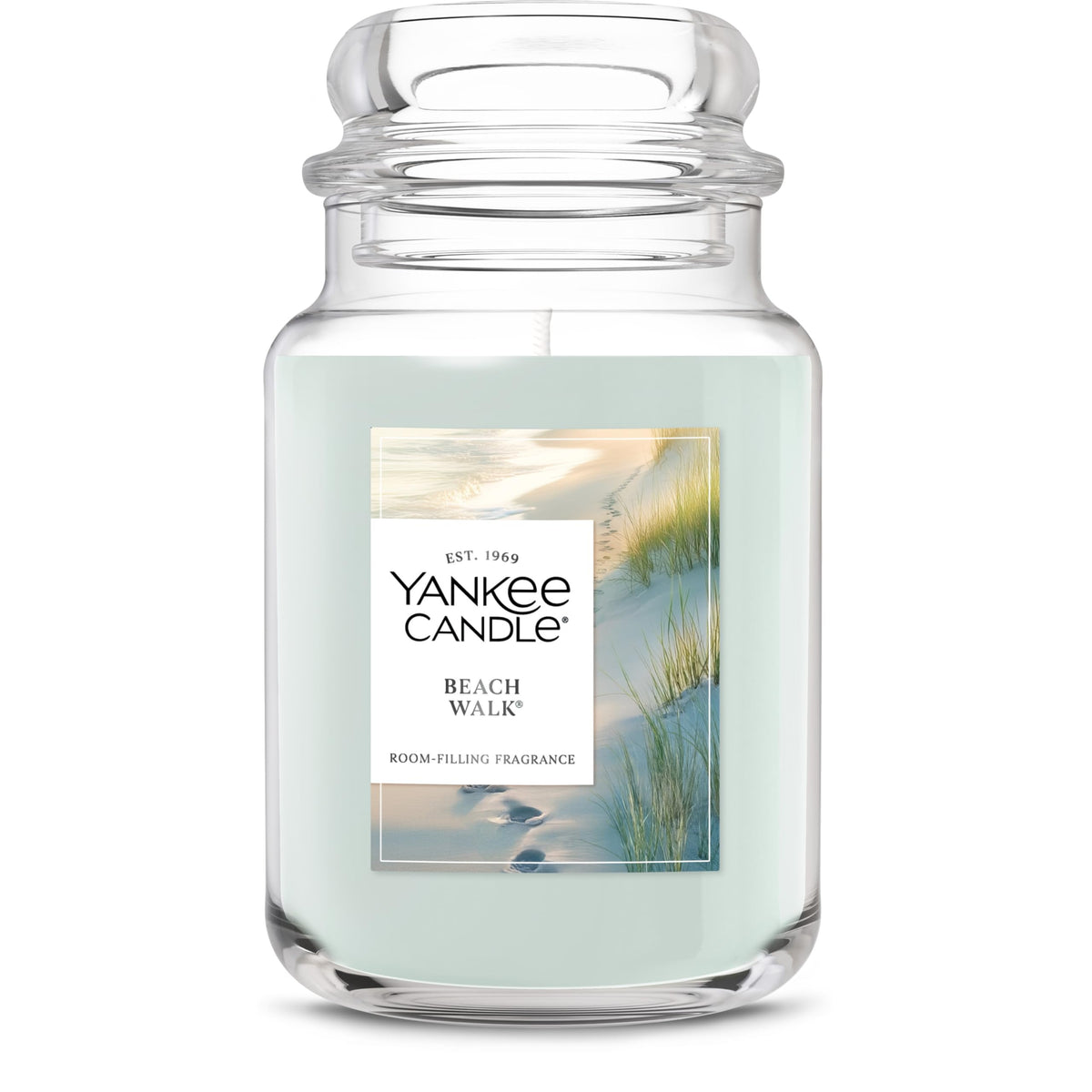 Yankee Candle tarro frontal mostrando etiqueta y diseño elegante