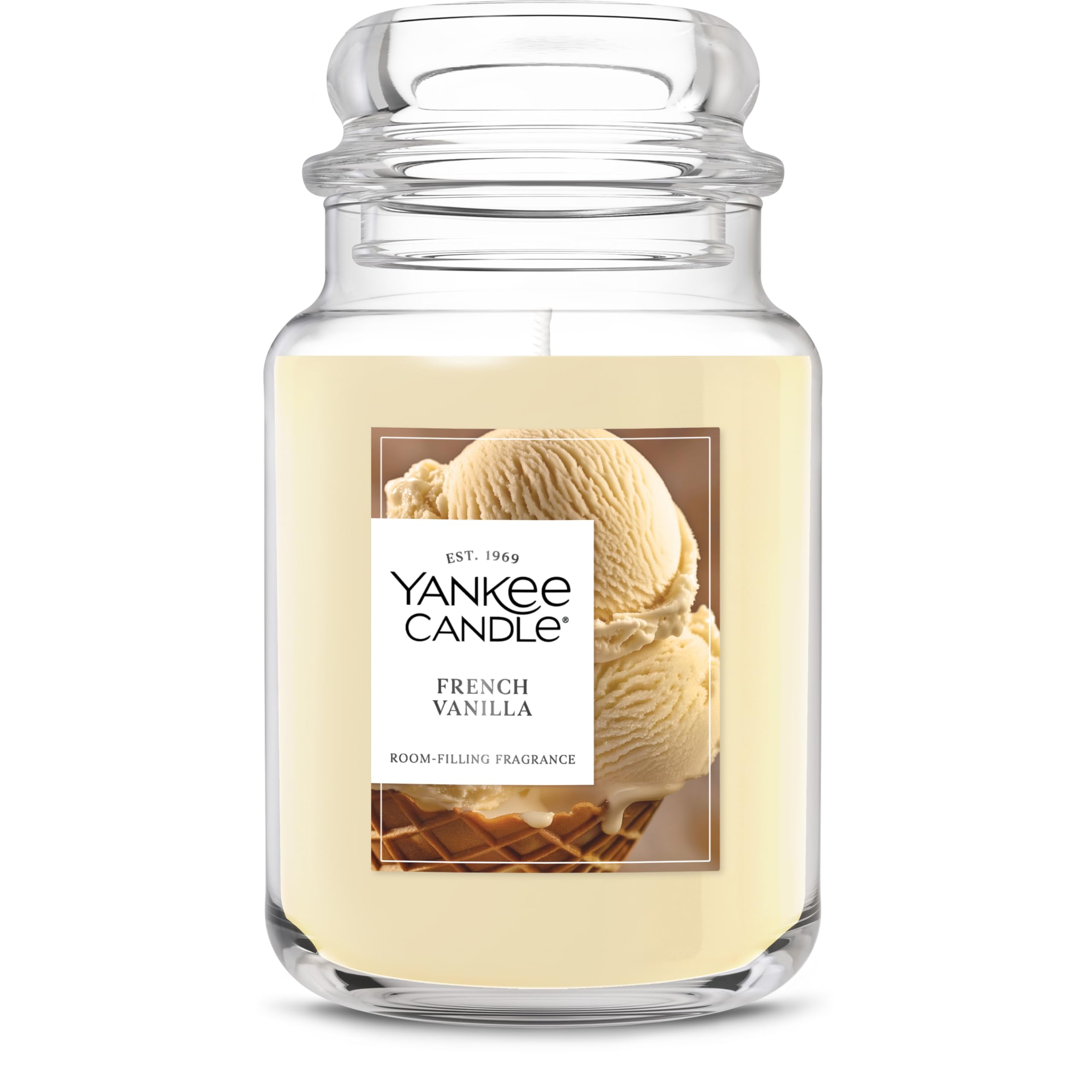 Yankee Candle tarro frontal mostrando diseño y aroma