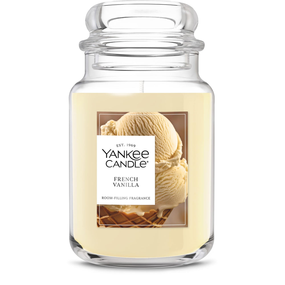Yankee Candle tarro frontal mostrando diseño y aroma