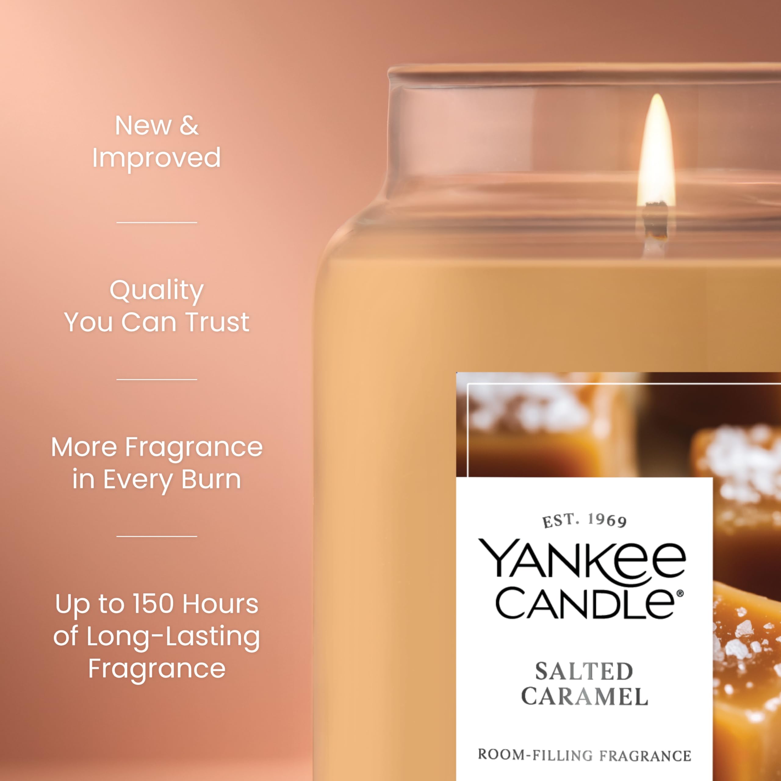 Yankee Candle textura de cera Salted Caramel resaltando calidad