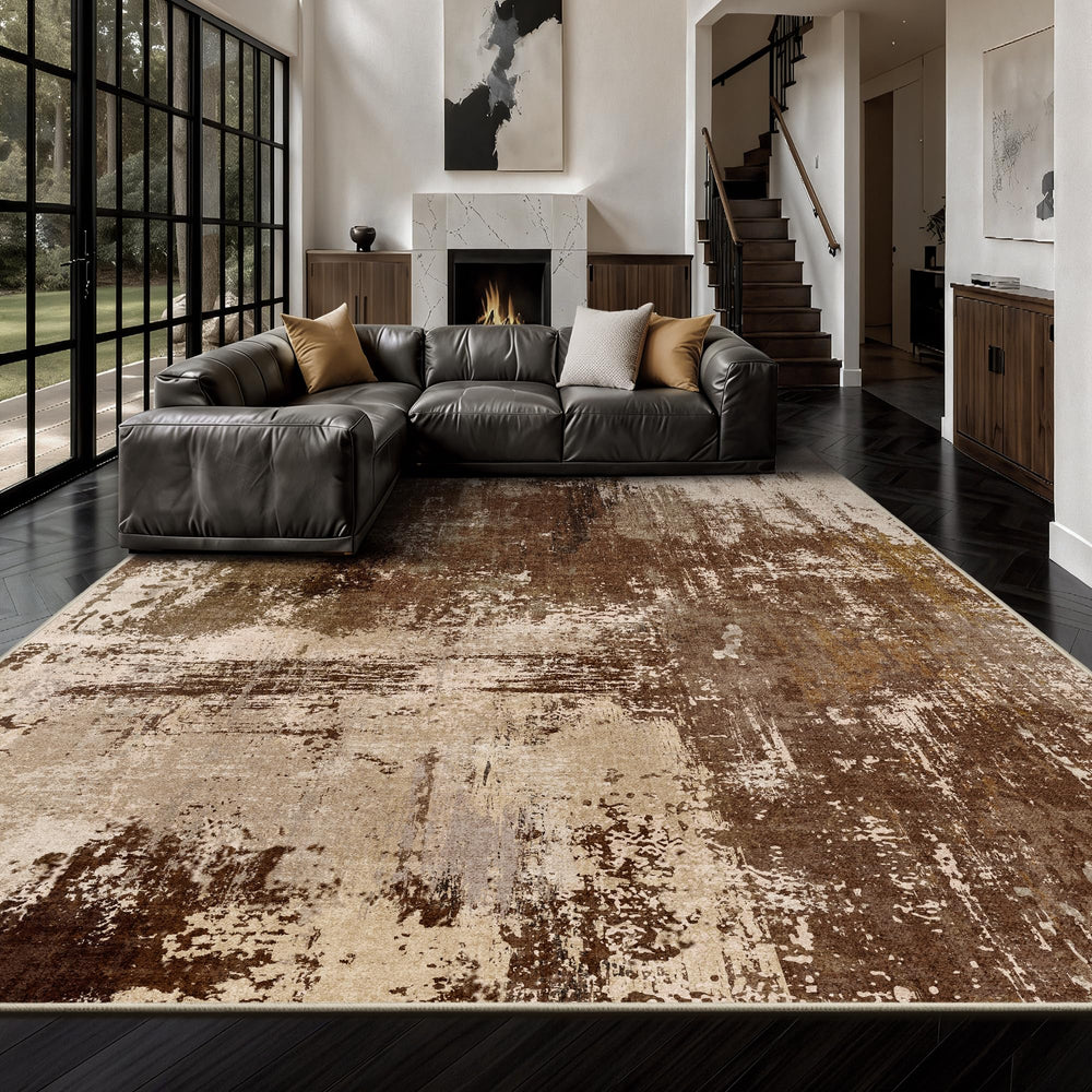 Yarooge front view of 8x10 abstract rug showing elegant pattern and instant style