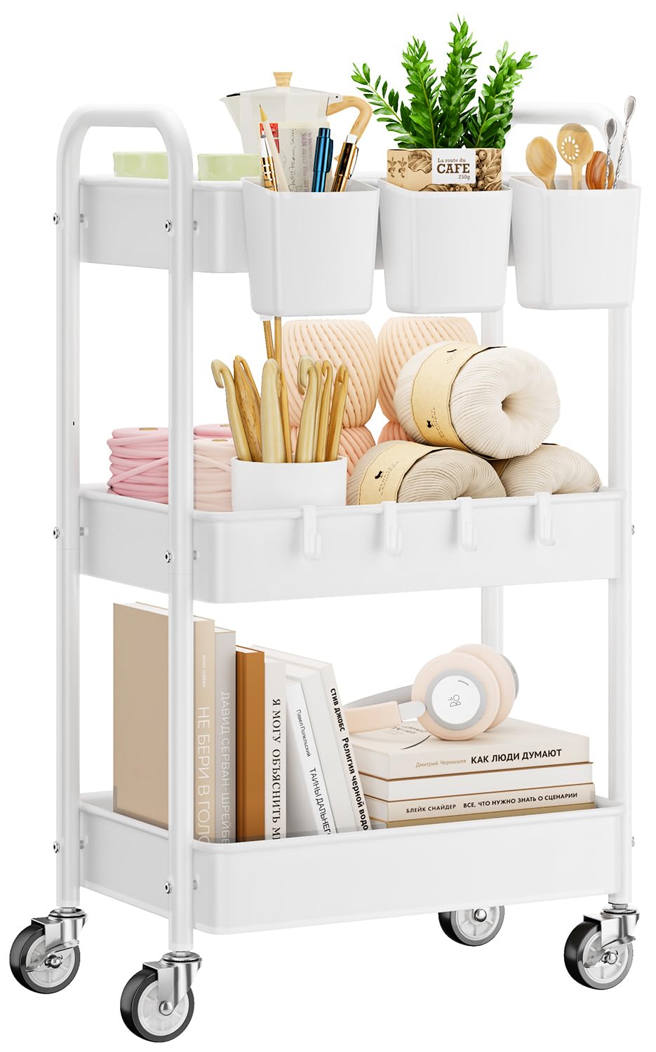 YASONIC carrito frontal blanco mostrando organización y acceso fácil