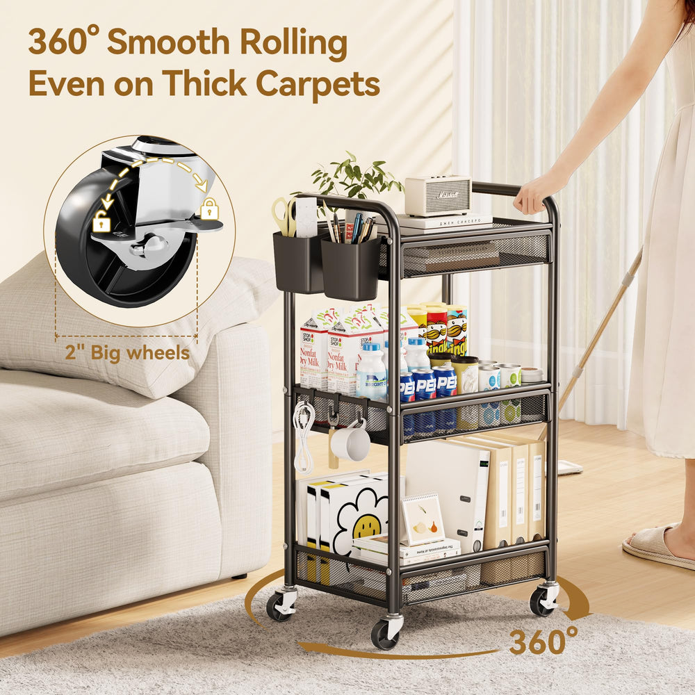 YASONIC cart in a kitchen setting showing mobile food prep storage and countertop overflow solution