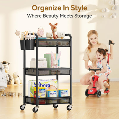 YASONIC cart next to chair showing scale and compact footprint for tight spaces