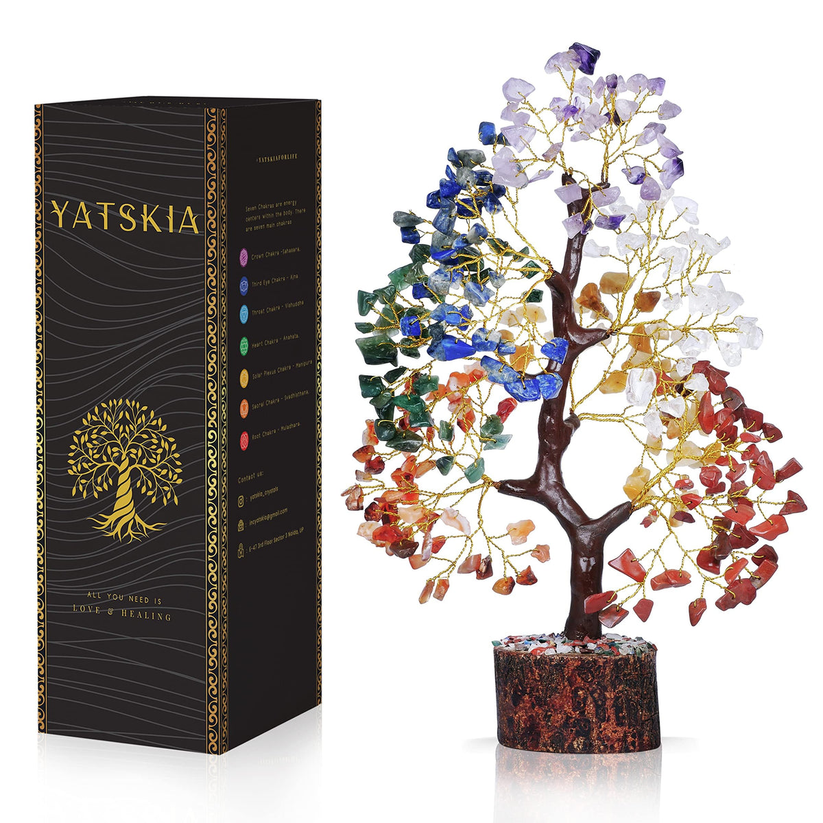YATSKIA árbol de vida frontal mostrando las siete gemas y acabado decorativo