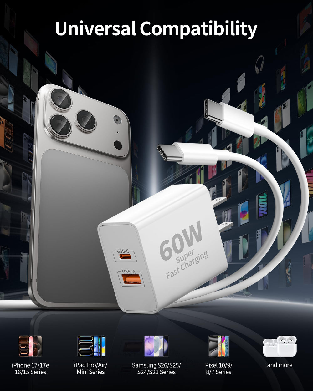 YEAHFUN caja y contenido del pack de 3 incluye cables y adaptadores