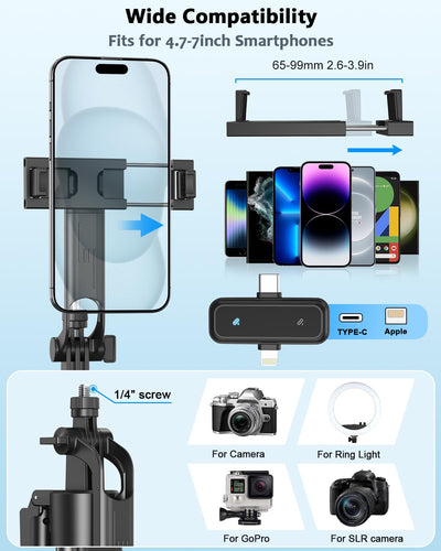 Yeaki phone holder detail showing 360° rotation and precise framing benefit