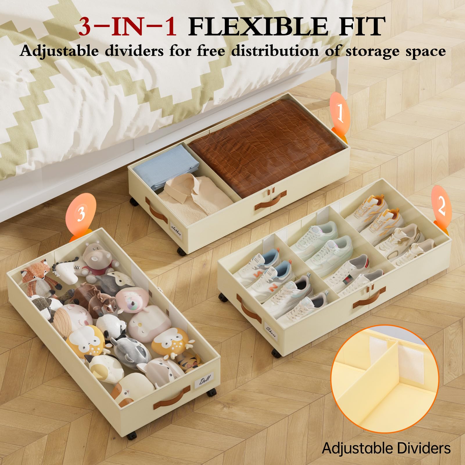 Yecaye close top view of transparent lid revealing neatly stored clothes for quick visual identification